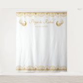 Elegantes Gold Muster Indische Hochzeit Wandteppich (Vorderseite)