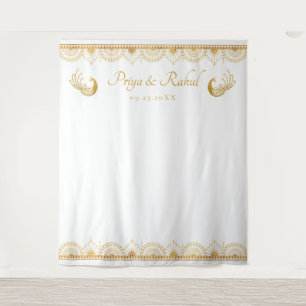 Elegantes Gold Muster Indische Hochzeit Wandteppich