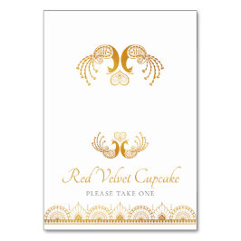 Elegantes Gold-Muster indisches Buffet-Label Tischnummer