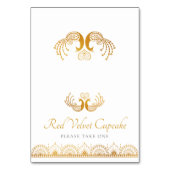Elegantes Gold-Muster indisches Buffet-Label Tischnummer (Vorderseite)