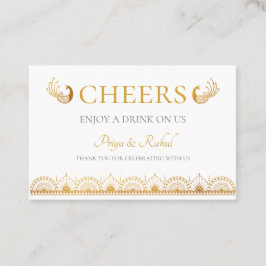 Elegantes Gold Muster Indisches Hochzeitsticket Visitenkarte