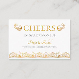 Elegantes Gold Muster Indisches Hochzeitsticket Visitenkarte