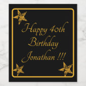 Elegantes Gold Name Happy Birthday Wine Label Set Weinetikett (Einzelnes Label)