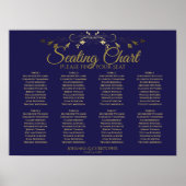 Elegantes Gold & Navy 8 Table Seating Chart Poster (Vorne)