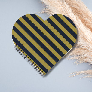 Elegantes Gold & Navy Blau Vertikalstreifen Notizblock