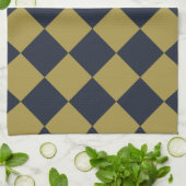 Elegantes Gold & Navy Blue Diamond Muster Geschirrtuch (Gefaltet)