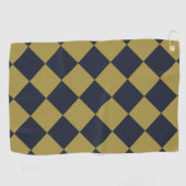 Elegantes Gold & Navy Blue Diamond Muster Golfhandtuch (Horizontal)