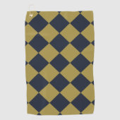 Elegantes Gold & Navy Blue Diamond Muster Golfhandtuch (Vorderseite)