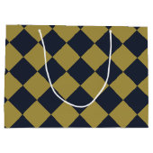 Elegantes Gold & Navy Blue Diamond Muster Große Geschenktüte (Rückseite)