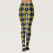 Elegantes Gold & Navy Blue Diamond Muster Leggings (Rückseite)