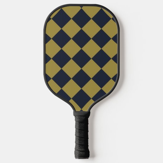 Elegantes Gold & Navy Blue Diamond Muster Pickleball Schläger (Vorderseite)
