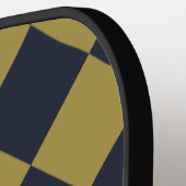 Elegantes Gold & Navy Blue Diamond Muster Pickleball Schläger (Linke Seite)
