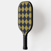 Elegantes Gold & Navy Blue Diamond Muster Pickleball Schläger (Links)