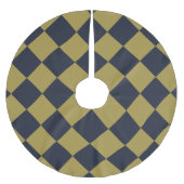 Elegantes Gold & Navy Blue Diamond Muster Polyester Weihnachtsbaumdecke (Vorderseite)