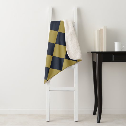 Elegantes Gold & Navy Blue Diamond Muster Sherpadecke (Beispiel)