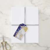 Elegantes Gold, Navy Blue und White Christmas Geschenkanhänger (Mit Garn)