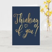 Elegantes Gold & Navy Denken Sie an Sie Karte (Gelbe Blume)