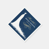 Elegantes Gold Navy Hochzeitsgown-Brautparty Serviette (Ecke)