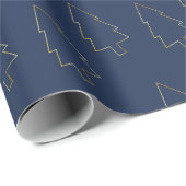 Elegantes Gold Navy Weihnachtsbaum Wrapping Paper Geschenkpapier (Rolleneckpunkt)