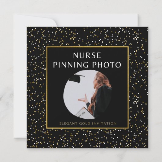 Elegantes Gold Nurse Pinning Ceremory Foto Einladung (Vorderseite)
