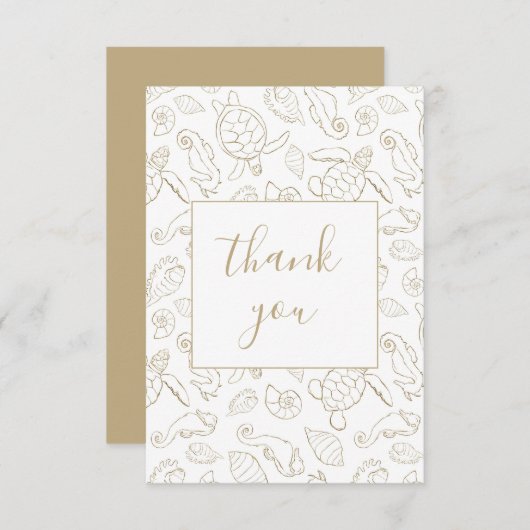 Elegantes Gold Ocean Brautparty Danke Karte (Vorne/Hinten)