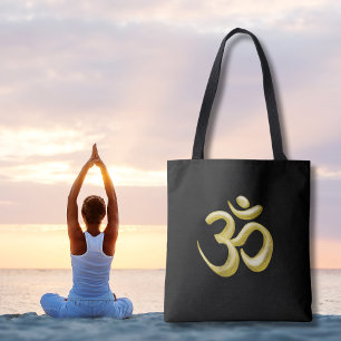 Elegantes Gold Om Symbol   Sanskrit spirituell Bla Tasche