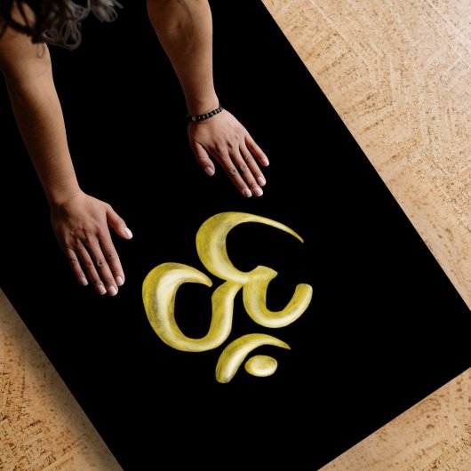 Elegantes Gold Om Symbol | Sanskrit spirituell Bla Yogamatte