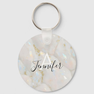 Elegantes Gold Opal Gemstone Individuelle Name Mon Schlüsselanhänger