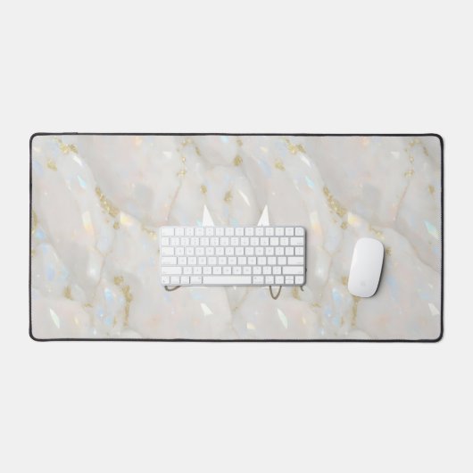 Elegantes Gold Opal Stone Marmor Monogramm Schreibtischunterlage (Tastatur & Maus)