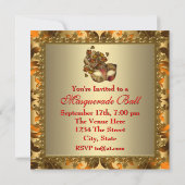 Elegantes Gold Orange Red Masquerade Party Einladung (Rückseite)