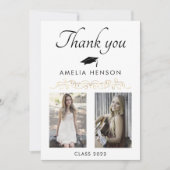 Elegantes Gold Ornament 2 Foto Abschluss Dankeskarte (Vorderseite)