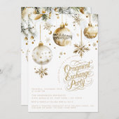 Elegantes Gold-Ornament-Austausch Weihnachts-Party Einladung (Vorne/Hinten)