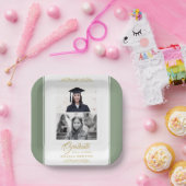 Elegantes Gold Ornament Graduierung Party 2 Foto Pappteller (Party)