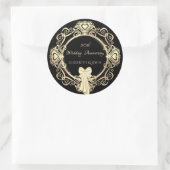 Elegantes Gold Ornament Herz, Bow Jubiläum Runder Aufkleber (Tasche)