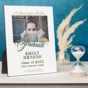 Elegantes Gold Ornaments Graduate Abschluss Foto Fotoplatte