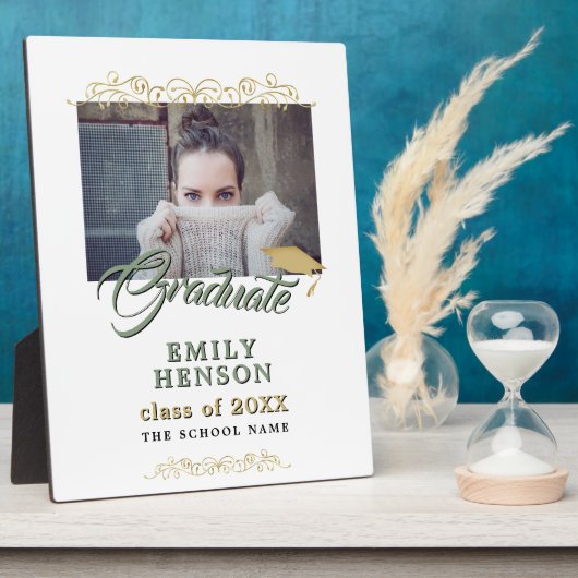 Elegantes Gold Ornaments Graduate Abschluss Foto Fotoplatte (Seite)