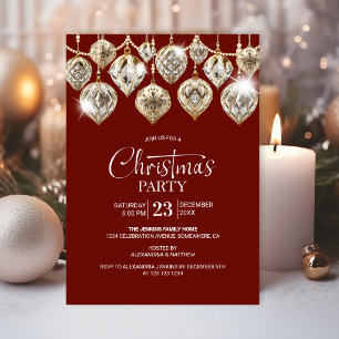 Elegantes Gold Ornaments Weihnachts-Party Einladung