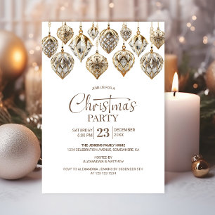Elegantes Gold Ornaments Weihnachts-Party Einladung