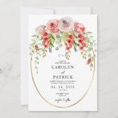 Elegantes Gold Oval Frame Garden Floral Wedding  Einladung (Vorderseite)