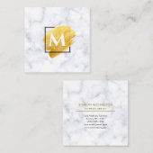 Elegantes Gold Paint Swash Marmor Monogramm Quadratische Visitenkarte (Vorne/Hinten)