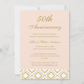 Elegantes Gold & Peach 50 Jahre Hochzeit Einladung (Vorderseite)