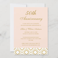 Elegantes Gold & Peach 50 Jahre Hochzeit