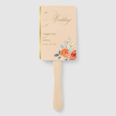 Elegantes Gold Peach Floral Script Hochzeitsprogra Fächer (Rückseite)