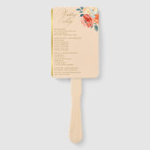 Elegantes Gold Peach Floral Script Hochzeitsprogra Fächer (Vorderseite)