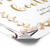 Elegantes Gold Pearls und Prosecco Foto Booth Sign Poster (Ecke)