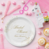 Elegantes Gold Peonies Floral Sketch Brautparty Pappteller (Party)