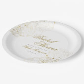 Elegantes Gold Peonies Floral Sketch Brautparty Pappteller (Schrägansicht)