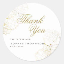 Elegantes Gold Peonies Floral Sketch Brautparty