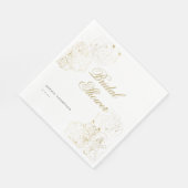 Elegantes Gold Peonies Floral Sketch Brautparty Serviette (Ecke)