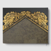 Elegantes Gold Peony Floral Wedding Gästebuch (Rückseite)